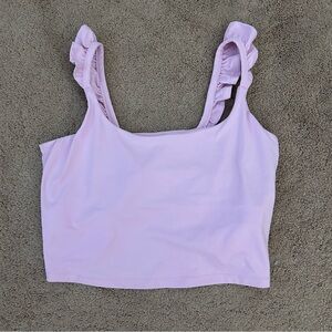 Blogilates Women's Ruffle Tank Top Lilac w/ Built in Bra EUC Size: 1X